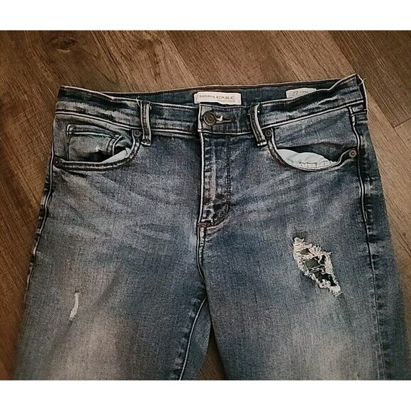 Banana Republic Womens Jeans 27 Straight Distressed - Picture 4 of 7